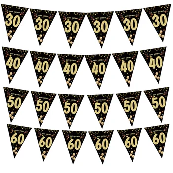 1 комплект 30 40 50 60 Бумажный баннер, украшение для вечеринки по случаю Дня рождения, гирлянда для взрослых, Юбилей, День рождения для взрослых, Юбилей 30 лет, Черные флаги