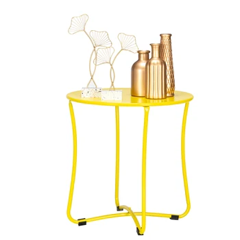 18-дюймовая металлическая столешница, небольшой круглый столик для террасы, приставной столик из кованого железа золотистого цвета