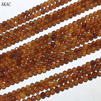 2 нити Приблизительно 3 мм натуральный граненый оранжевый гранат свободные бусины для самостоятельного изготовления браслета ожерелья