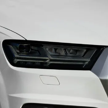 2 шт для Audi Q7 4M 2016 2017 2018 2019 2020 Оттенок автомобильных фар, черная виниловая защитная пленка, Прозрачные наклейки из ТПУ, Аксессуары