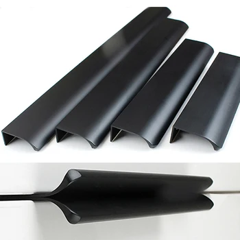 2021 Новая Невидимая Ручка ящика шкафа Из алюминиевого сплава Современная Матовая Черно-белая Фурнитура для кухонного шкафа со Скрытой ручкой