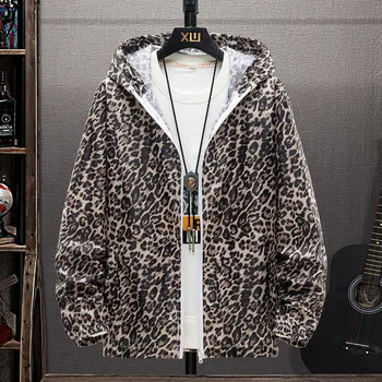 2022 Летняя женская куртка с леопардовым принтом, Солнцезащитная одежда, мужские пары, Тонкая ветровка, повседневные пальто, тренд, Большой размер S-7XL