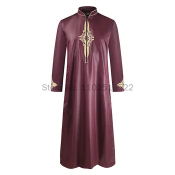 2023 Летний ближневосточный мусульманский средневековый винтажный халат с длинными рукавами и принтом, одежда со стоячим воротником