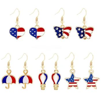 2ШТ Модные серьги-вкладыши с американским флагом в честь Дня независимости, геометрические патриотические серьги-бабочки в форме сердца для женщин, 4 июля
