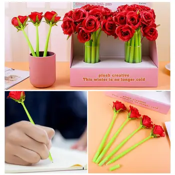 2шт с кончиком 0,5 мм, удобная ручка, Гелевые ручки с черными чернилами и колпачком, силиконовые ручки в форме цветка, подарок на День учителя