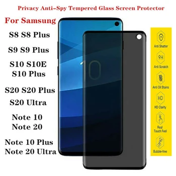 3D Изогнутые Защитные Пленки с Полным покрытием для Samsung S8 S9 plus, Антишпионское Защитное Стекло Для NOTE 10 20 S10 S20 S21 ultra