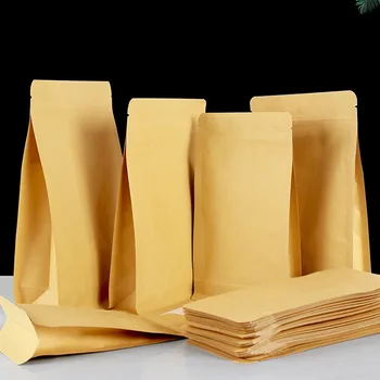 50ШТ 3D Стоячая Крафт-бумага + фольга Внутри пакетов, Закрывающиеся пакеты для закусок, кофе, хлопья, Чай, Сахар, шоколад, Подарочные пакеты для упаковки подарков