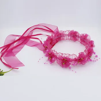 5шт Фата для первого причастия для девочек, бело-розовые тюлевые повязки с цветочной короной из бисера и атласным бантом, сувениры для вечеринок, подарок