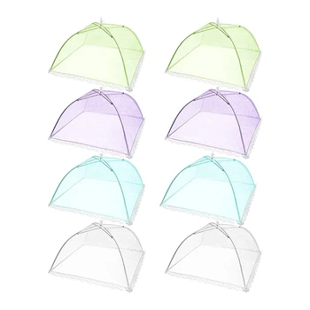 8 упакованных зонтичных зонтиков с сетчатым экраном, пригодных для улицы, вечеринок, пикников, многоразовых и складных