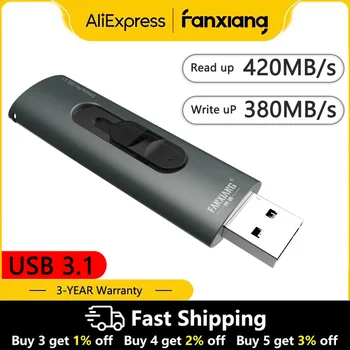 FANXIANG 100% Оригинальный USB 3.0 USB Флэш-накопитель F301 32GB 64GB 128GB 256GB Флеш-накопитель Memory Stick Черный U-диск Mini Pendrive
