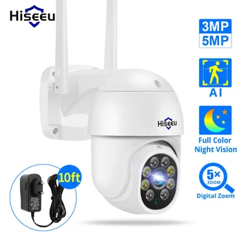 Hiseeu 4K 5MP Smart Wifi PTZ Камера с 5-кратным Цифровым Зумом AI Обнаружение Человека ONVIF Беспроводная IP-Камера Видеонаблюдения Защита Домашней безопасности