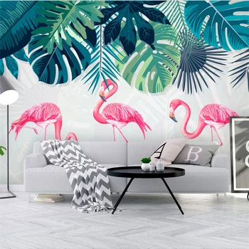 wellyu Nordic свежие и простые тропические леса банановый лист садовая стена с фламинго на заказ большие настенные обои papel de parede mural