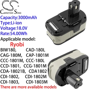Аккумулятор Cameron Sino Ithium 3000 мАч 18,0 В для Ryobi CDA18021B, CDA18022B, CDA1802M, CDC-181M, CDI-1802, CDI-1802M, CDI-1803
