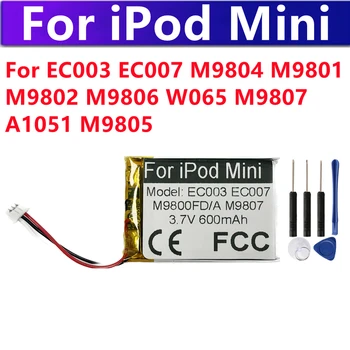 Аккумулятор для iPod Mini EC003 EC007 M9804 M9801 M9802 M9806 W065 M9807 A1051 M9805 4GB MP3/4 1st 2nd Gen + Бесплатные Инструменты