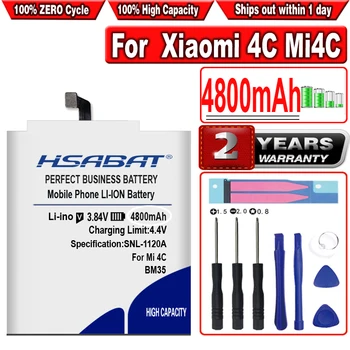 Аккумуляторы для мобильных телефонов полной емкости HSABAT 4800mAh BM35 для Xiaomi 4C Mi4C Mi 4C Battery Бесплатная доставка