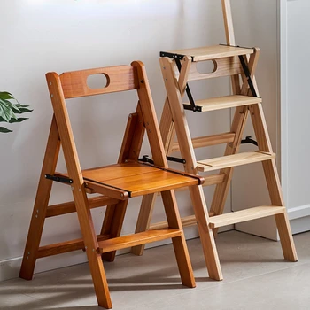 Бытовой кухонный табурет из массива дерева, многофункциональная лестница, стул, педаль для подъема, стремянка, устойчивая 4-ступенчатая лестница, несущая нагрузку