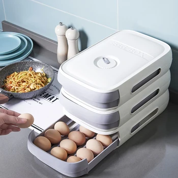 Выдвижной ящик для хранения яиц Холодильник Оборудование для отделки свежих яиц Утолщенный Лоток для яиц большой емкости Кухонные Принадлежности