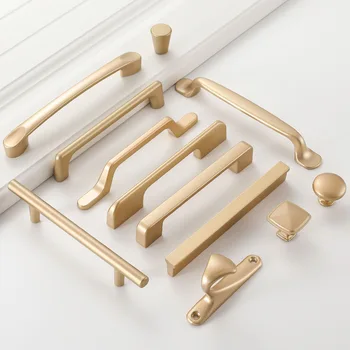 Выдвижные ящики для шкафа с шагом 96-192 мм, Золотая мебельная ручка в скандинавском стиле, Ручки для выдвижных ящиков с одним отверстием, Ручки для кухонных шкафов