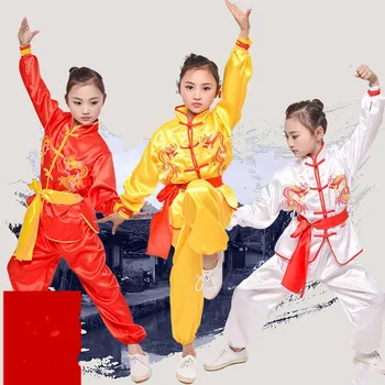 Выставка детской одежды с драконом для боевых искусств, детский сад, мужская и женская одежда для игры на барабанах Taichi kongfu