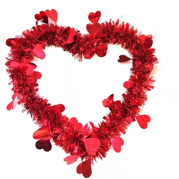 Дверной подвесной венок Романтическая мишура в форме сердца, предотвращающая выцветание, украшение для венка на День Святого Валентина, реквизит для фотосъемки