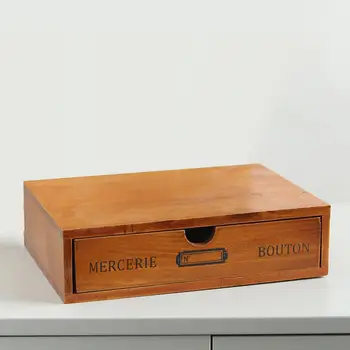 Деревянная коробка Винтажный ящик комода Органайзер для косметики Сверхмощный настольный органайзер для мелочей Компактная практичная настольная коробка