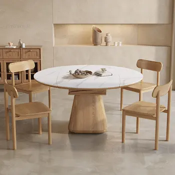 Дизайнерские обеденные столы из итальянского массива дерева в общежитии, комната для аренды обеденного стола двойного назначения, Простая кофейня, выдвижной стол H