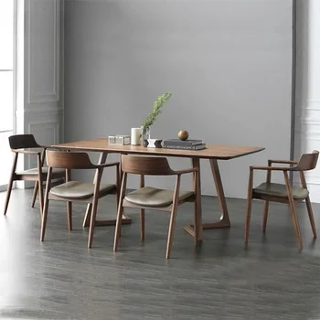Длинный прямоугольный стол из массива скандинавского дерева, Кухонный Обеденный стол для дома, журнальный столик для переговоров, письменный стол в столовой