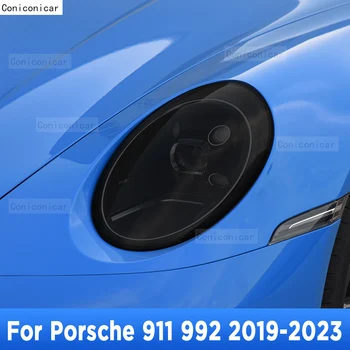 Для Porsche 911 992 2019-2023 Наружная фара автомобиля с защитой от царапин Оттенок передней лампы Защитная пленка из ТПУ Аксессуары для ремонта Наклейка