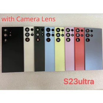 Для Samsung Galaxy S23 Ultra 5G Крышка батарейного отсека ремонт заднего стекла Заднее стекло с клеем для объектива камеры корпус S23U