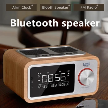 Домашний Светодиодный экран мощностью 10 Вт Будильник FM-радио Стереодинамик Басовый Сабвуфер Ретро Беспроводной Небольшой Деревянный Портативный Динамик Bluetooth