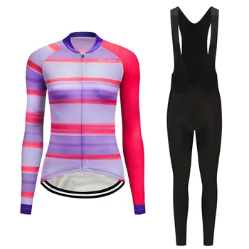 Женская велосипедная одежда с длинным рукавом 2023, Спортивная одежда для шоссейных велосипедов, нагрудник, брюки, платье для MTB велосипеда, Джерси, Майо, полный костюм, комплект Mallot