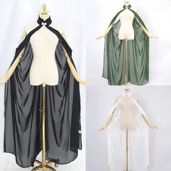 Женская Средневековая сказочная шаль, шифоновая накидка, готический халат Викки, черно-зеленый, для косплея, Викторианское платье, плащ, костюм на Хэллоуин для женщин