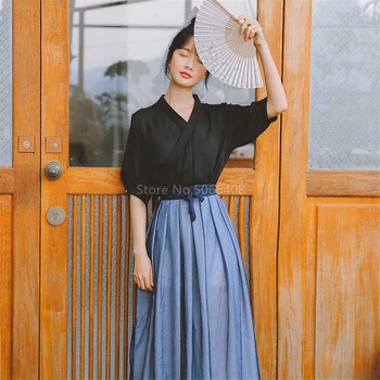 Женское Винтажное платье-кимоно Самурайский косплей в японском стиле с шифоновой Синей блестящей юбкой Юката Хаори Азиатский танцевальный костюм