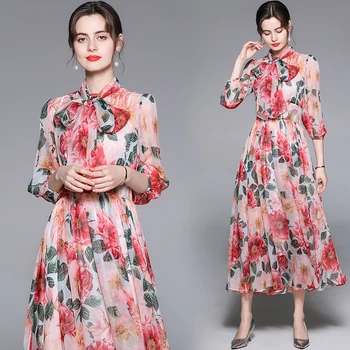 Женское летнее модное повседневное платье трапециевидной формы с цветочным принтом 3XS-10XL, vestido feminino