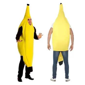 Забавный Банановый костюм Унисекс для взрослых, Желтый костюм, легкое платье для вечеринки с фруктами на Хэллоуин, танцевальный костюм для фестиваля