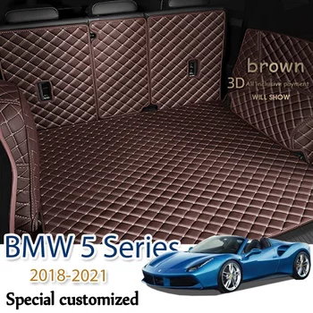 Изготовленные на заказ Кожаные Коврики для багажника автомобиля BMW 5 серии 2018-2021 Задний Коврик для Багажника Лоток Ковер Грязь