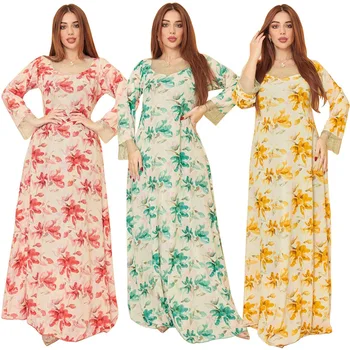 Кафтан Новое женское платье Eid Dubai, Ближний Восток, Абая, эластичные сетчатые платья со стразами, мусульманский женский женский халат, Кафтан, Vestido