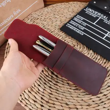 Кожаный держатель ручки в стиле ретро, коричневый чехол для авторучки, держатель для карандашей, Шариковая ручка ручной работы, защитный чехол для Office для дома