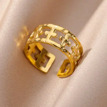 кольца из нержавеющей стали шириной 10 мм для женщин, модное Регулируемое полое открытое кольцо для пальцев, украшения для вечеринок, Геометрические эстетические подарки
