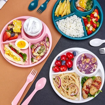 Многоцветные Разделенные обеденные тарелки, обеденные тарелки для кафетерия, креативные обеденные тарелки, товары для дома, столовая Кухня, домашнее хозяйство, малыш