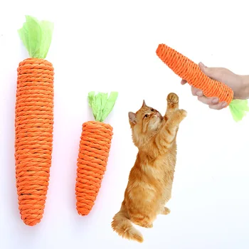 Морковная игрушка для кошек, игрушки для жевания бумажной веревки, Встроенный колокольчик, маленькие животные, милые игрушки для домашних животных, бумажная веревка, морковные принадлежности для домашних животных