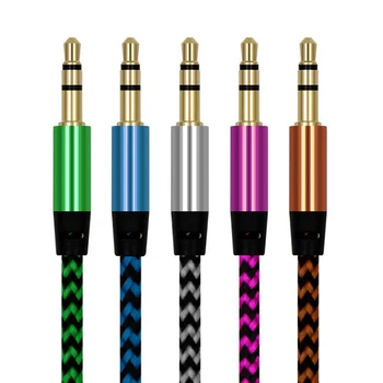 Новый Многоцветный Нейлоновый Aux-Кабель Аудио 3,5 мм Штекер Aux-Аудиокабель Линейный Шнур Для Динамиков, Карт CD, MP3-Плееров, Аудиокабелей