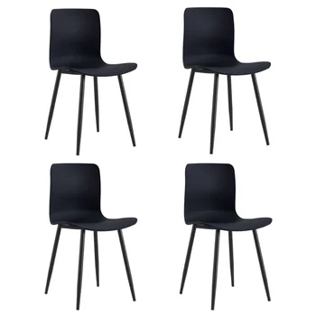 Обеденный стул \ PP-608-ZX-HEI04\  Набор из 4 стульев \ Черный матово-черный пластик [на складе в США]