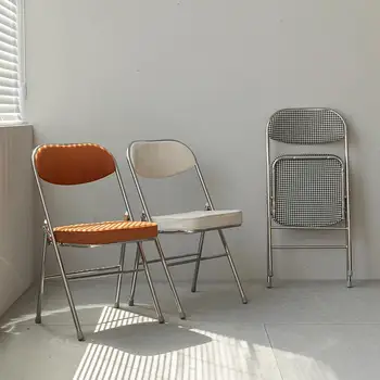 Обеденный стул в стиле ретро, Ностальгический Складной стул из вельвета, Винтажный средневековый стул со спинкой, База для фотосъемки в скандинавском стиле