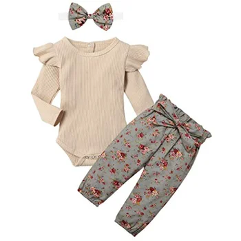 Одежда для маленьких девочек, Милая детская одежда, Комбинезон для девочек + брюки, 3 шт., Зимняя одежда для новорожденных