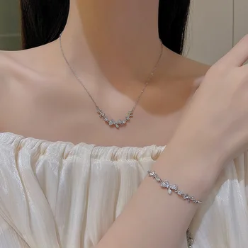 Ожерелье с бантом из титановой стали для женщин, модное роскошное циркониевое ожерелье, женские ювелирные изделия, подарки