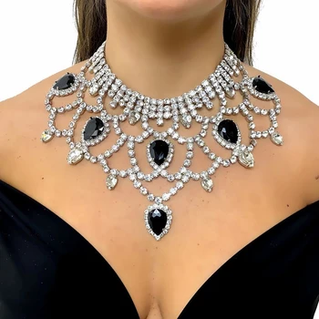 Ожерелье с каплями воды из горного хрусталя Stonefans Bling Y2k для женщин, массивное ожерелье с украшением в виде кристаллов для вечеринки, роскошные ювелирные изделия