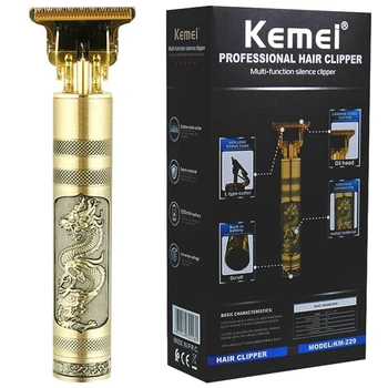 Оригинальный мужской профессиональный металлический корпус Kemei, Окантовка, Триммер для волос, Электрическая машинка для стрижки бороды, Машинка для стрижки волос