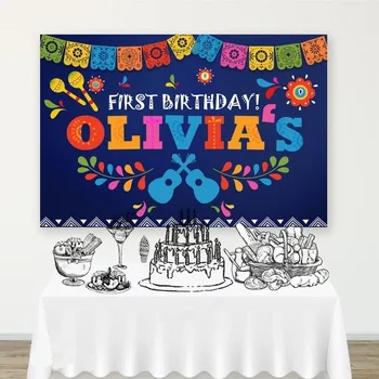 Пользовательские Гитарные цветочные фоны для празднования Дня рождения Fiesta, высококачественная компьютерная печать, фон для вечеринки