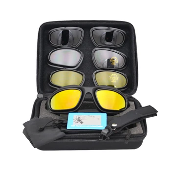 Поляризованные UV400 Страйкбольные Тактические Очки C5 Shooting Glasses Комплект из 4 Линз Мужские Очки Для Стрельбы Спорт На открытом воздухе Велоспорт Солнцезащитные Очки